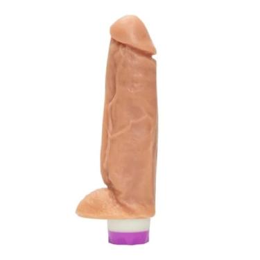 Imagem de Prótese Com Vibrador Interno E Escroto 16,5 X 4,5Cm Brinquedo Adulto Realista Dildo Consolador VN17 (NATURAL)