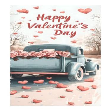 Imagem de Qilmy Capa magnética para máquina de lavar louça, caminhão, romântico, dia dos namorados, 58 x 66 cm, capa decorativa para geladeira para porta da frente, adesivo magnético, máquina de lavar, painel