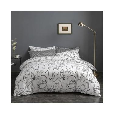 Imagem de Conjunto de 3 peças de edredom com 2 fronhas, conjunto de cama leve para todas as estações com zíper (230 x 230 cm)