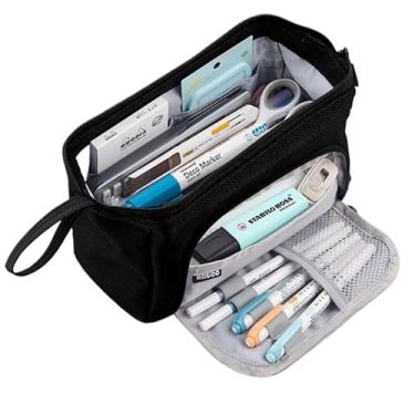 Imagem de Estojo De Lápis Caneta Esferográfica De Papelaria Armazenamento Portátil De Grande Capacidade(Preto)