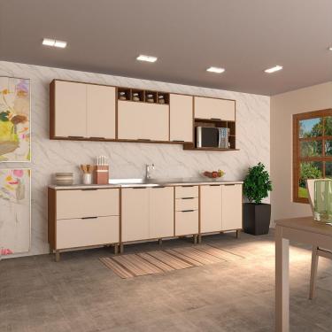Imagem de Cozinha Completa 6 Peças Com Balcões Aéreos Gavetões E Sem Tampo Aspen Luciane Móveis Vanilla-beige