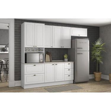 Imagem de Cozinha Modulada Completa Americana 5pçs 2 Armários Balcão Paneleiro Complemento C5P16 Branco - Henn