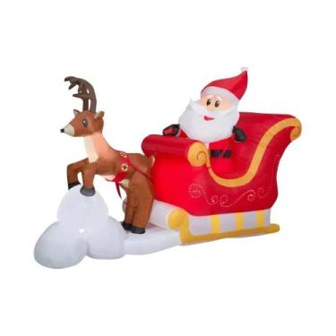 Imagem de Grande Papai Noel Inflável De 2,1M Montado Em Trenó Com Renas, Decoraç