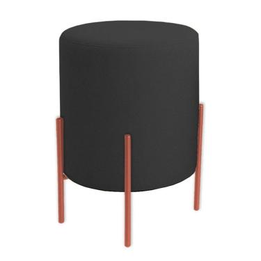 Imagem de Puff Orgânico Boucle Thor Com Pés De Ferro Rosê - 7 Decor Preto