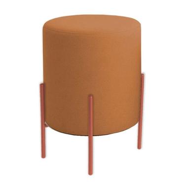 Imagem de Puff Orgânico Boucle Thor Com Pés De Ferro Rosê - 7 Decor Terracota