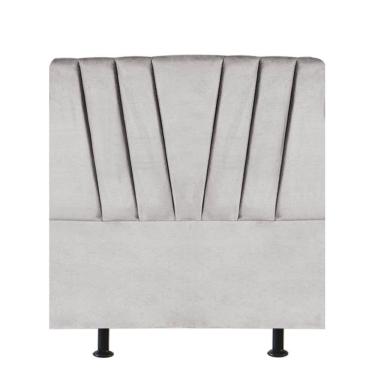 Imagem de Cabeceira Estofada Bélgica 100cm Solteiro Para Cama Colchão Box Quarto Suede Cinza Claro - Aurora Line