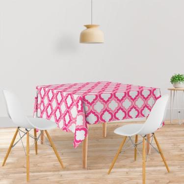 Imagem de Toalha De Mesa Quadrada Tecido Oxford Estampada Tons de Rosa TL103 - 1
