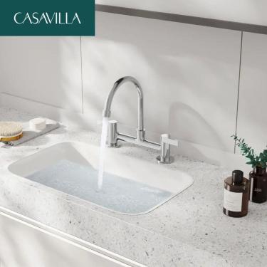 Imagem de Torneira Bica Baixa Geométrica Duplo Comando Cromado