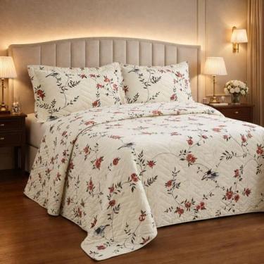 Imagem de Cobreleito Queen Size Algodão Lauryn 03 Peças Elegante - Jm Enxovais