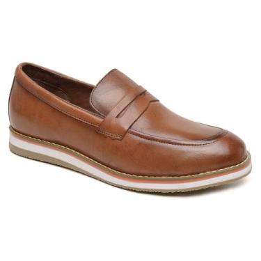 Imagem de Sapato Social Esporte Fino Couro Legítimo Elegante Conforto Cor:Carame