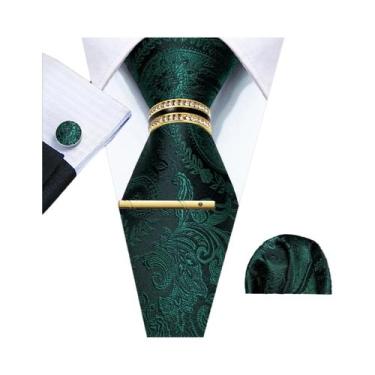 Imagem de Conjunto De Gravata Masculina Verde Teal Violeta Roxo Floral Jacquard 