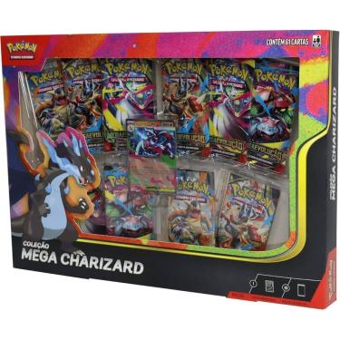 Imagem de Box Pokemon Coleçao Mega Charizard X 61 Cartas Copag TCG