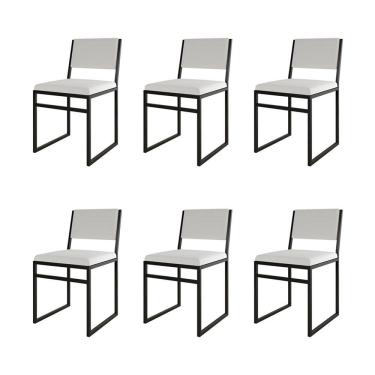 Imagem de Kit 6 Cadeiras Industrial Isa Corino Branco para Mesa Sala Cozinha Conforto - Branco