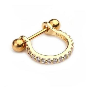 Imagem de Piercing Argola Helix Dourado Pedra Zirconia 8 Mm - Dourado - De Castr