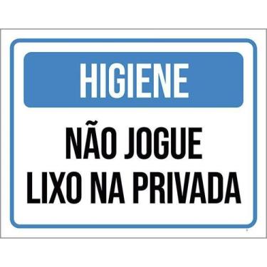 Imagem de Kit 10 Placa Acm Higiene Não Jogue Lixo Privada 18X23 - Sinalizo