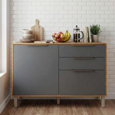 Imagem de Balcão 120 cm com Tampo 2 Portas e 2 Gavetas Divina/Brilhante e Celest