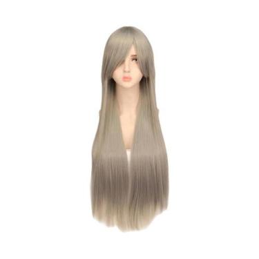 Imagem de Peruca Cosplay Ombre Preta E Vermelha Para Mulheres, Longa E Lisa, Res