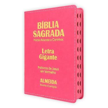 Imagem de Bíblia Sagrada Letra Gigante Luxo Popular Pink - C/ Harpa E Palavras D