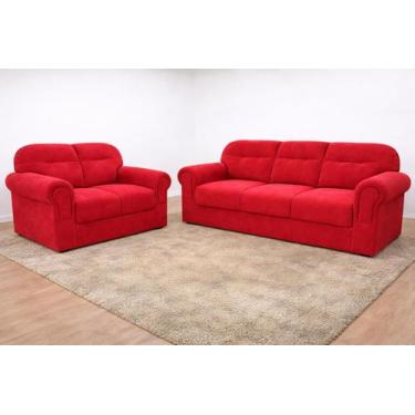 Imagem de Jogo de sofá de 2 e 3 lugares Brasil Vermelho - Multi Móveis
