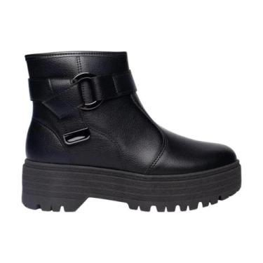Imagem de Bota Moleca Coturno Plataforma Cano Curto Conforto, Preto, 36