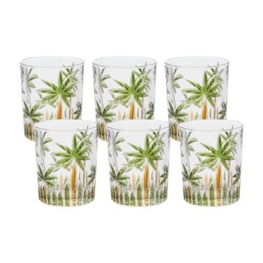 Imagem de Kit 6 Copo Baixo Palm Tree Handpaint 340ml Cristal Ecológico - Wolff -