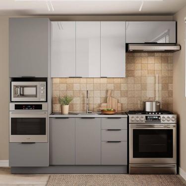 Imagem de Cozinha Telasul Lumina 4 Peças com Paneleiro para Forno e Micro 7 Portas e 4 Gavetas Cinza