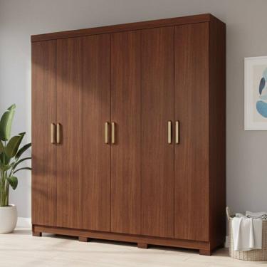 Imagem de Guarda-roupa Casal 6 Portas com Pés 199cm 100% Mdf Paraty Espresso Móveis Jequitiba