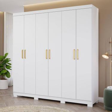 Imagem de Guarda-roupa Casal 6 Portas com Pés 199cm 100% Mdf Paraty Espresso Móveis Branco