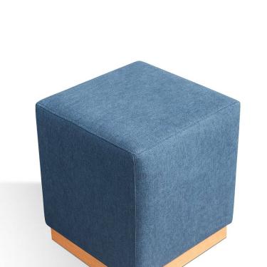 Imagem de Puff para Sala de Estar Linho 47x50cm Leti Azul