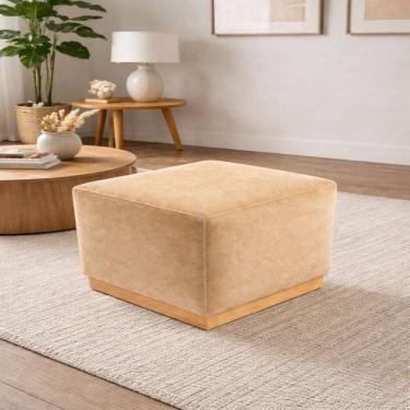 Imagem de Puff para Sala de Estar Veludo Leti Bege