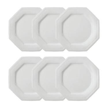 Imagem de Jogo 6 Pratos Rasos Prisma Brancos 28 cm Porcelana Schmidt