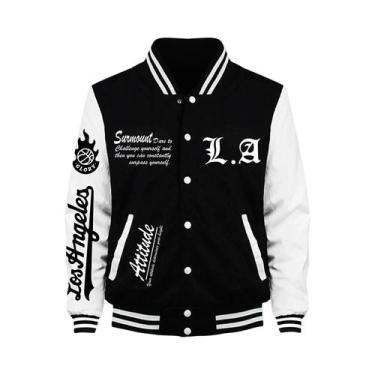 Imagem de Jaqueta Casual Masculina De Moletom Solta Estilo Beisebol Para Outono 