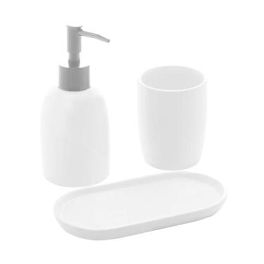 Imagem de Kit Banheiro Lavabo 3 Peças Branco Bico Cinza 4502 - Lyor