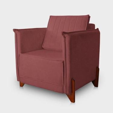 Imagem de Poltrona Pé de Madeira Moderna para Sala Confortável e Reforçada Boucl