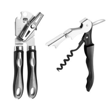 Imagem de Kit Abridor 3 Em 1 Multifuncional SacaRolhas Dobrável Abridor De Lata 