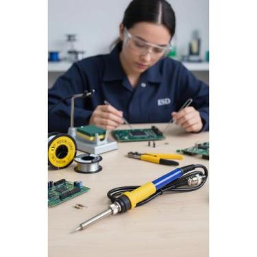 Imagem de 2x Cabo Ferro Solda Estação 5 Pinos Fêmea Amarelo/Azul 50W - Congratul