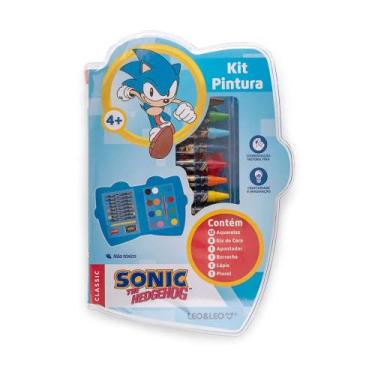 Imagem de Kit Pintura Cores Personagens Sonic - Estojo c/ 24 Peças Leo&Leo Leono