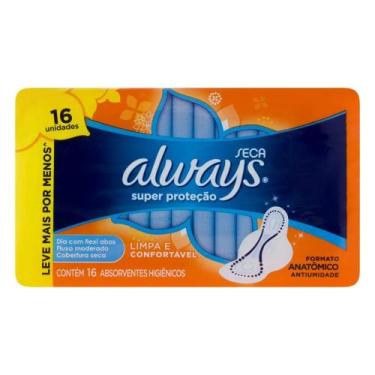 Imagem de Absorvente Always Super Proteção Cobertura Seca com Abas - 16 Unidades