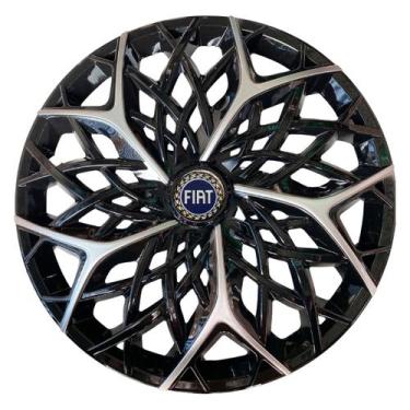 Imagem de Calota esportiva aro 14 moove black silver + emblema resinado fiat azu