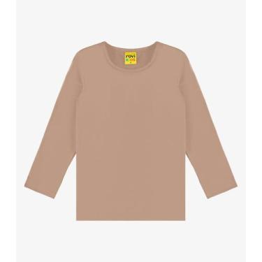 Imagem de Camiseta Menina Manga Longa Térmica Rovi Kids Marrom, 4, Marrom