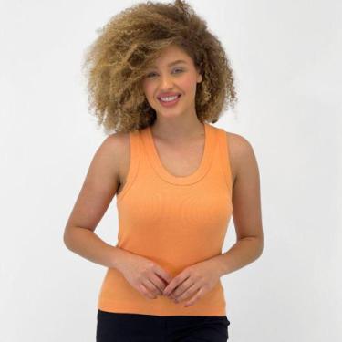 Imagem de Regata Hering Canelada Feminina, P, Laranja
