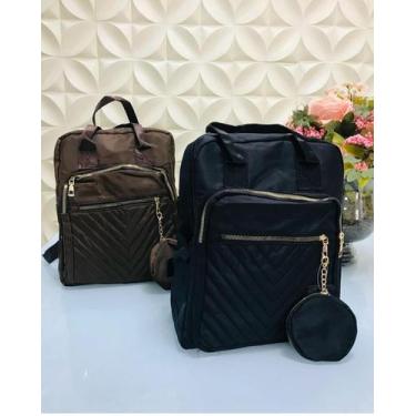 Imagem de Mochila feminina mas porta moeda - Naylon, Preto