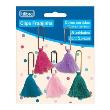 Imagem de Clips Decorados Franjinha Cores Sortidas 5 Unidades Tilibra