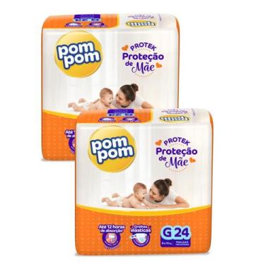 Imagem de Kit Com 2 Fraldas Pompom Dermaprotek Atacado Barato - Pom Pom, Grande 