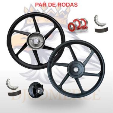 Imagem de Par De Rodas Fan Titan Cg 125 2000 A 2008 Pretas fabreck novas par Fab