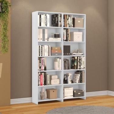 Imagem de Estante de Livros 114CMX182CM Kit 2 Estantes LV200 Branco - DJD Móveis