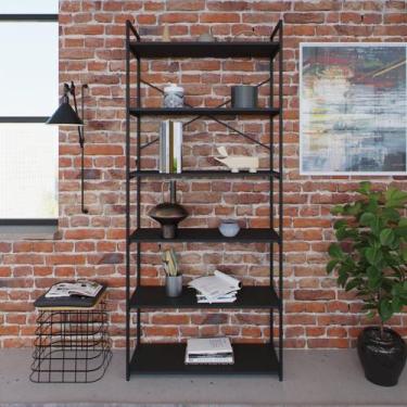 Imagem de Estante Alta com 6 Prateleiras 185x80x33cm Yon Preto - Metalig