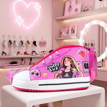 Imagem de Bolsa Infantil Emilly Vick dos Rosa Formato de Tênis Com Alça Longa - 