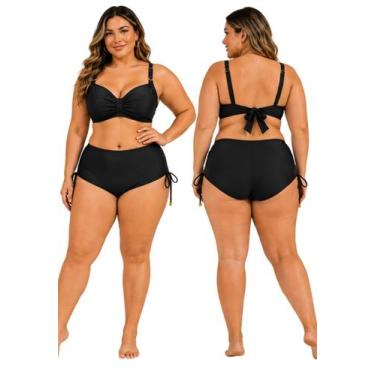 Imagem de Biquíni Feminino Plus Size Cintura Alta com Top Estruturado sem Bojo e