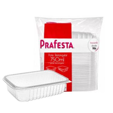 Imagem de Pote Retangular C/Tampa 750ml com 24 Unidades Prafesta